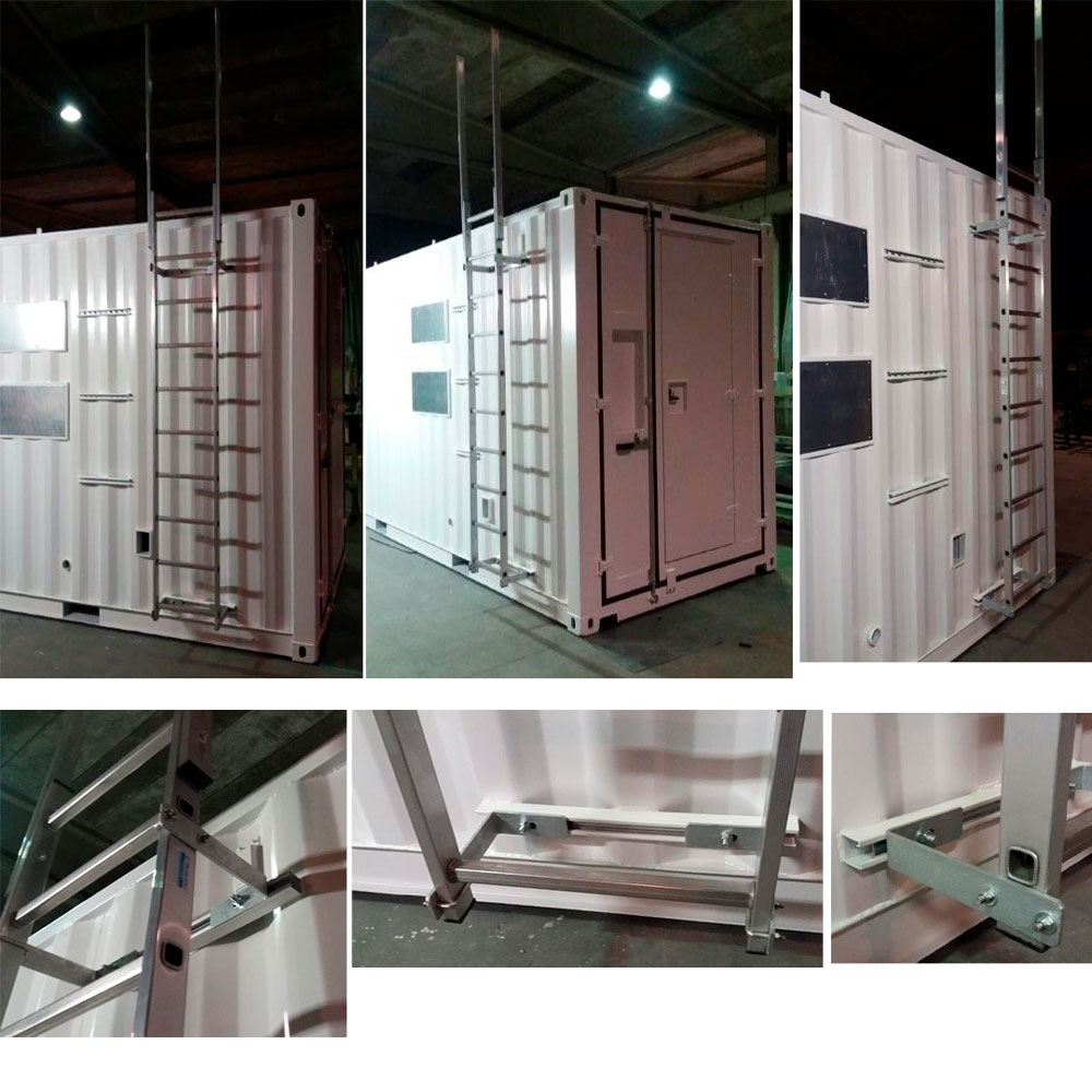 realizzazioni di scale verticali senza gabbia fissate a container